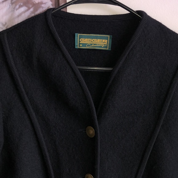 Geiger Black 100% Australian Wool Vintage Coat - Picture 3 of 7